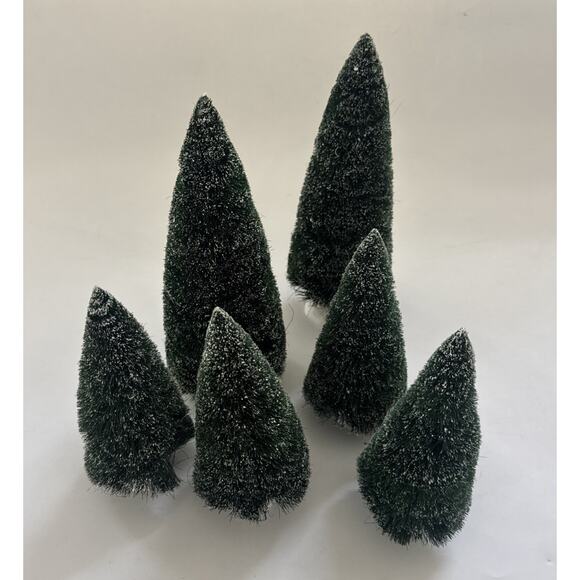 Lot 6 Dept 56 Snowy Sisal Brush Christmas Trees Christmas Village Display Decor - Picture 1 of 12